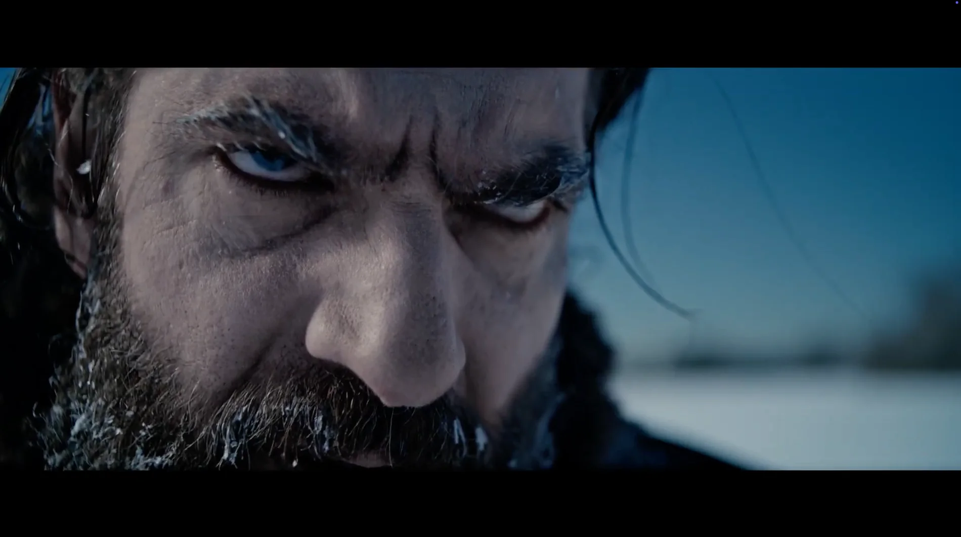 Close-up of the winter Viking character from JELD-WEN's Keep Outside Out television commercial